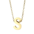 Short stainless steel necklace with gold-finished initial S pendant for women - Letter S(KN234009-Z)