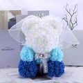 Blue and white gradient rose bear with silver crown and veil for Valentine gift - 35CM Naked Wedding Style Bear / Sky Blue Gradient