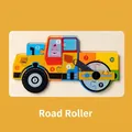 3D wooden puzzle steam roller with colorful numbered pieces 1 to 10 for early learning - Road Roller