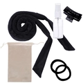 Heatless hair curler set in black with spray bottle, claw clip, and storage bag - Black Set with Standard Bottle
