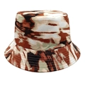 Omkeerbare vissershoed met bruin-wit tie-dye graffiti patroon voor dames en heren - M (56-58cm) / koffiekleur