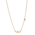 Elegante collana in acciaio inossidabile dorato con ciondolo occhio e cristalli - Stile Malocchio (XN401-1)