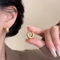 Exquisite gold teardrop stud earrings with textured finish and s925 silver needles - Matte Gold Hoop (A1970 Matte Gold)