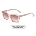 Stilvolle quadratische Sonnenbrille in Sandrosa matt mit grau-rosa Verlaufsgläsern - Sandrosa Rahmen Grau Rosa Gläser