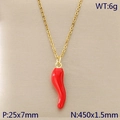Collana dorata con ciondolo peperoncino rosso su fondo di tessuto beige testurizzato - Peperoncino Rosso (KN292087-Z)