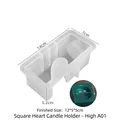 Square base and heart shape combo silicone mold for DIY plaster candle holders - Square Heart Splicing-Tall