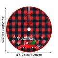 120cm Red and Black Buffalo Plaid Christmas Tree Skirt with Santa Claus and Vintage Truck - Truck Pattern Plaid