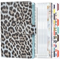 A6 Budgetplaner Set mit Leopardenmuster, PVC-Reißverschlusstaschen und Index-Etiketten - A6 Komplettset / Blau Leopard