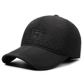 Gorra de béisbol acolchada de invierno para hombre en negro con bordado y orejeras - Ajustable / Negro