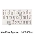 Gothic alphabet silicone mold for fondant and resin DIY with clear size measurements - 2# Lowercase Letters a-z / Gray