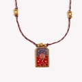 Collar de sol tarot chapado en oro 18K con cuerda tejida y colgante de esmalte - Oro Púrpura (N3708-Púrpura)