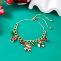 Bracciale natalizio con ciondoli Babbo Natale e ghirlanda su catena dorata - Babbo Natale & Ghirlanda & Campana