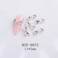 Sparkling crystal heart bow nail art charm in silver finish, size 11x5mm model MZH-8075 - Clear Silver Base Bow (8075)