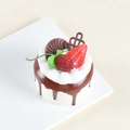 Macro view of chocolate cream cake model with realistic white frosting and berry detail - Single Pack Without Packaging / Chocolate Brown