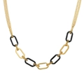 Collana con maglie ovali oro e nero e design a catena in acciaio inossidabile - N305067-Catena a Maglie Ovali Oro Nero