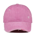 Rosafarbene Baseballkappe im Vintage-Look mit ausgefransten Kanten und Waschung - Rosa