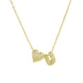 Golden heart necklace featuring a zircon-inlaid letter U pendant on a fine chain - Letter U