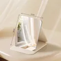 Foldable desktop makeup mirror in cream white faux leather, medium size 16x11cm - M / Cream White