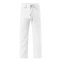 Classic white high-waist straight leg denim jeans with five-pocket styling and metal button - S / White