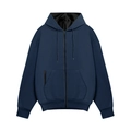 Dunkelblauer Herren Hoodie mit Reißverschluss, Kordelzug und Fleece-Futter für den Winter - S / Marineblau