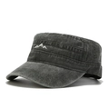 Washed cotton cadet hat with mountain embroidery and breathable eyelets for outdoors - Adjustable / Army Green