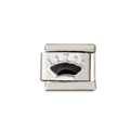 Silver stainless steel modular charm with black enamel crown design for DIY bracelets - 0688-black Crown