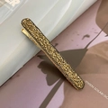 Golden hair clip with sparkling dark gold rhinestones on minimalist metal base - Champagne (Bead Chain Style)