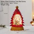 Red Christmas tree water globe featuring Santa Claus and a decorative golden base - Water-filled Christmas Tree (Red Santa)