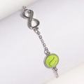 Silbernes Unendlichkeit-Armband mit Tennisball-Emaille-Anhänger und Zirkonia-Akzenten - Silber Tennis (16+5cm)