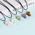 Handmade mushroom-shaped natural crystal pendants with gold wire wrap on black cords - Mushroom-Gold