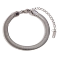 Pulsera de cadena de serpiente plana plateada con cierre de langosta y extensión - Pulsera de Cadena de Serpiente - Color Acero