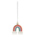 Pendentif arc-en-ciel bohème fait main pour voiture avec cordes en coton et perle en bois - Rose