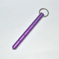 Purple aluminum tactical self-defense keychain with pointed tip and non-slip grooves - Round Head Purple