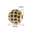 8mm gold micro-pave copper bead with black zircon and 2mm hole for DIY jewelry - 8mm-Black Zirconia-Gold