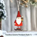 Ciondolo natalizio in legno, gnomo con cappello a strisce e lanterna, altezza decoro 15cm - Stile 1 (Cappello a strisce + Lanterna)