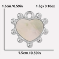 304 stainless steel heart pendant with pink mother of pearl inlay, 1.5cm 1.3g size guide - Pendant Only / Silver-White Shell (S2004-S-W)