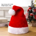 Classic plush red Santa hat with white pompom and thick festive trim 33x43cm - Adult Thick Plush Large Ball Hat