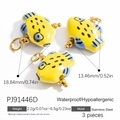 Set of three yellow puffer fish pendants in stainless steel for DIY jewelry making - Yellow Spotted Fish (3 Pcs)