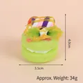 Green macaron dessert keychain with colorful toppings, size 3.5cm x 4.0cm, weight 34g - Gold Bead Chain / 037 Green Marshmallow Cream Cake