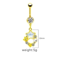 Golden heart navel ring with star and pearl charm, featuring cubic zirconia stones - Gold Star Moon Pearl