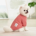 Pink knit dog sweater featuring classic cable patterns and a cute Happy Bear label tag - Pink Knitted Sweatshirt