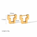 Detailansicht geometrischer quadratischer Creolen mit 12mm Maßen und 2,8g Gewicht in Gold - Gold Geometrisch Quadratisch (TE6028-1-12)