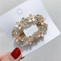 Pasador vintage de aleación dorada con flores rosas y brillantes cristales de strass - Champán