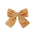 Elegant ginger yellow velvet hair bow clip for kids with high-quality retro finish - Gold Brown