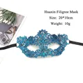 Detailed blue lace masquerade mask with floral embroidery pattern measuring 20x10cm - Floral Style - Blue