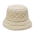 Detail of beige quilted bucket hat showing diamond stitching and soft fabric texture - M / Khaki