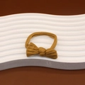 Mustard yellow bow hair scrunchie with ribbed texture and high elasticity design - 【1Pc No Pack】Bowknot Seamless - Mustard Yellow