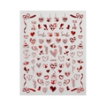 Laser red heart nail stickers with romantic ribbon patterns for Valentine's Day art - C6502 / Laser Red