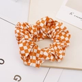 Chouchou à damier orange et blanc en tissu doux pour une coiffure rétro élégante - Jaune Terre