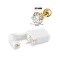 Disposable ear piercing gun with 5mm round clear zircon gold stud in six-claw setting - Gold 5mm 6-Claw Zircon